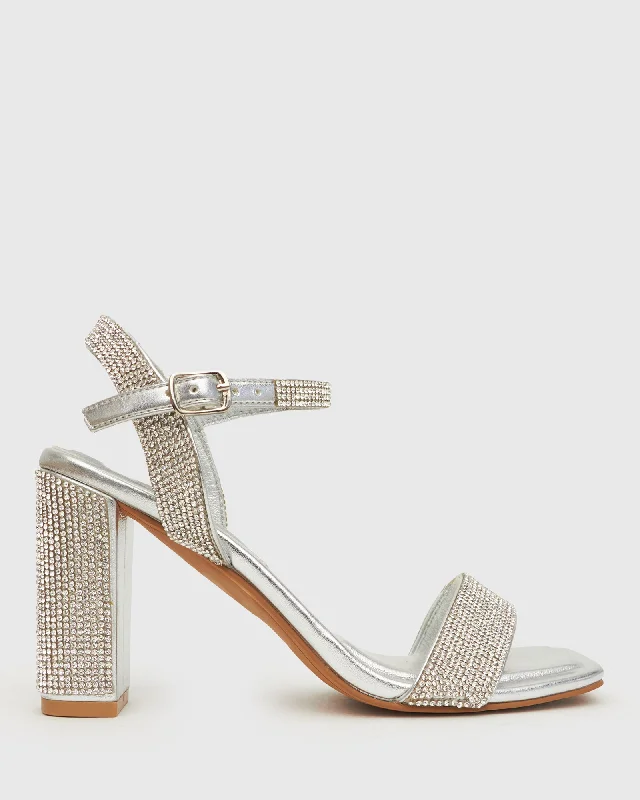 SUGAR Diamante Square Toe Sandals