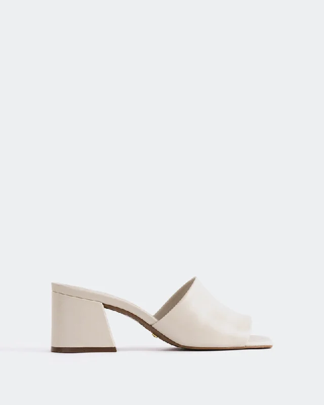 Clarabelle, Off White Leather/Cuir Blanc Cassé