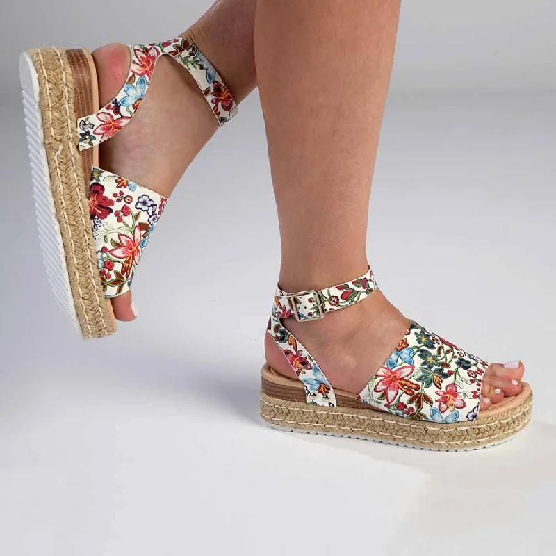 Madison Catherine 2 Espadrille Sandals - White Floral