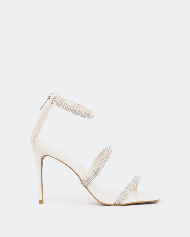 Shamari, Off White Leather/Cuir Blanc Cassé