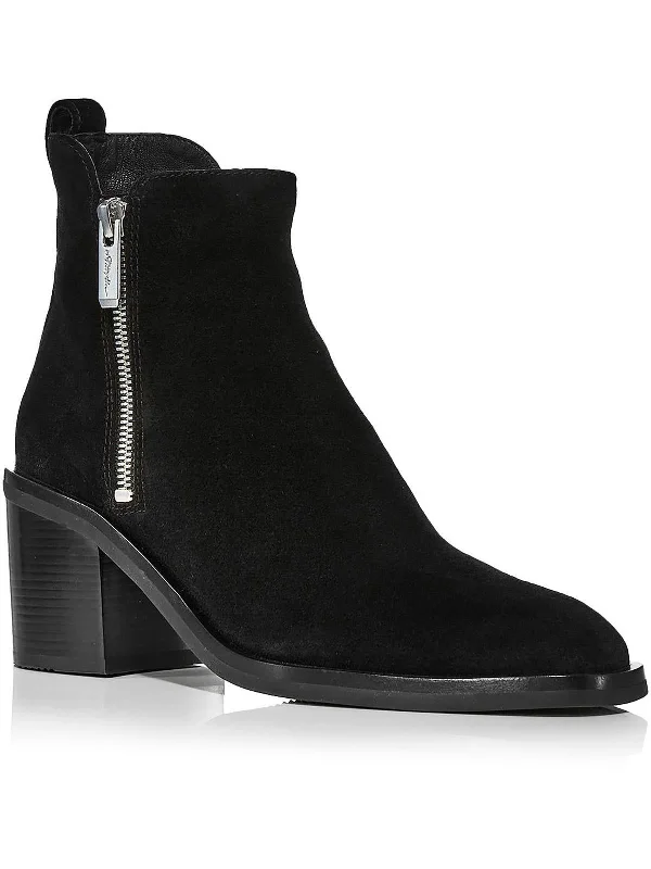 Alexa Womens Double Zipper Suede Ankle Boots