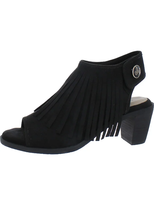 Ansley Womens Fringe Open Toe Ankle Boots