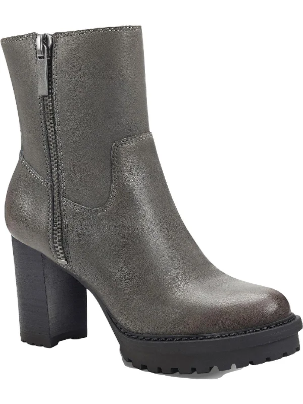 Bajax Womens Leather Almond Toe Booties