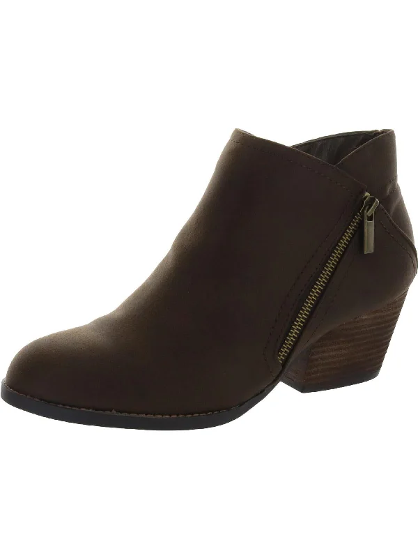 Bobbi Womens Double Zipper Almond Toe Booties