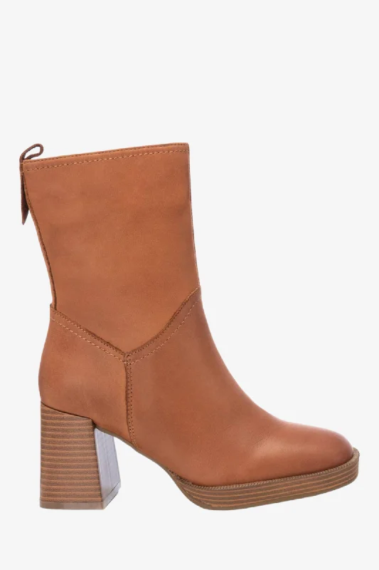 CARMELA 161205 TAN LEATHER HEELED BOOT