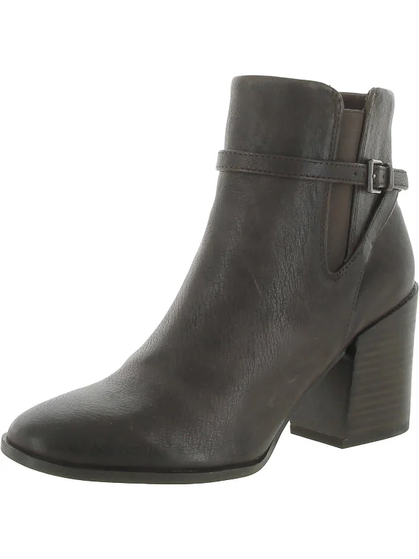 Chelle Womens Leather Block Heel Booties