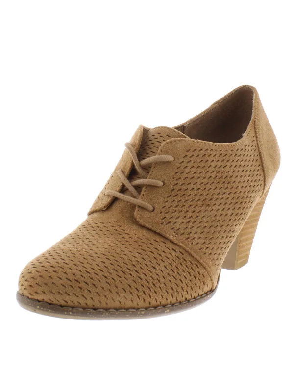 Credit Womens Faux Suede Lace Up Booties