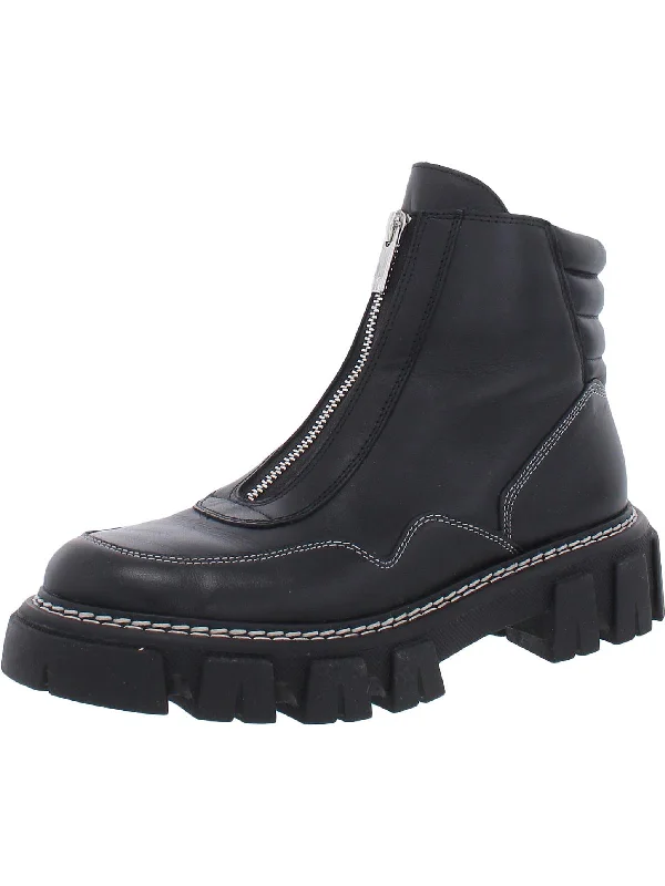 Deric Womens Leather Zip-Up Ankle Boots