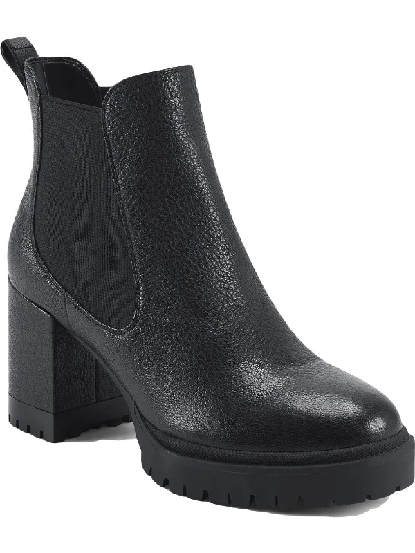 Emelia Womens Leather Slip On Ankle Boots