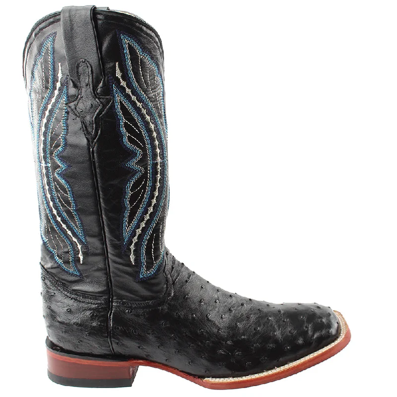 Full Quill Ostrich Square Toe Cowboy Boots