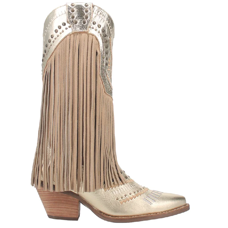 Gypsy Studded Fringe Metallic Snip Toe Cowboy Boots