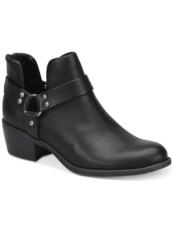 Liza Womens Faux Leather Embossed Booties