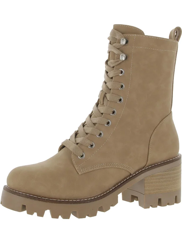 Madey Womens Zipper Ankle Combat & Lace-up Boots