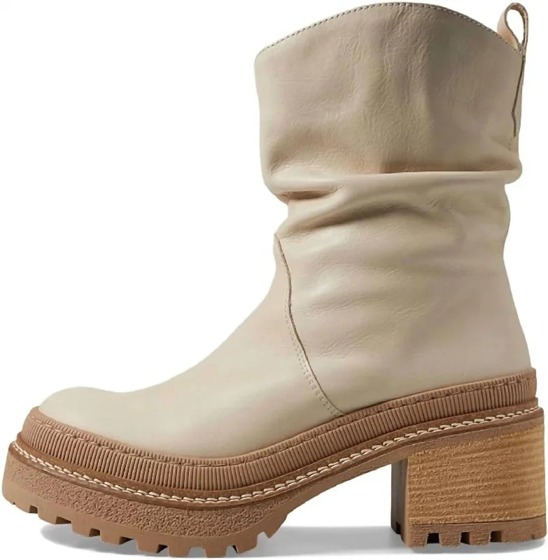 Mel Slouch Boot In Bone Leather