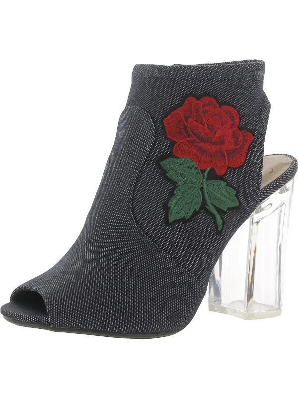 Merit-S  Womens Denim Embroidered Booties