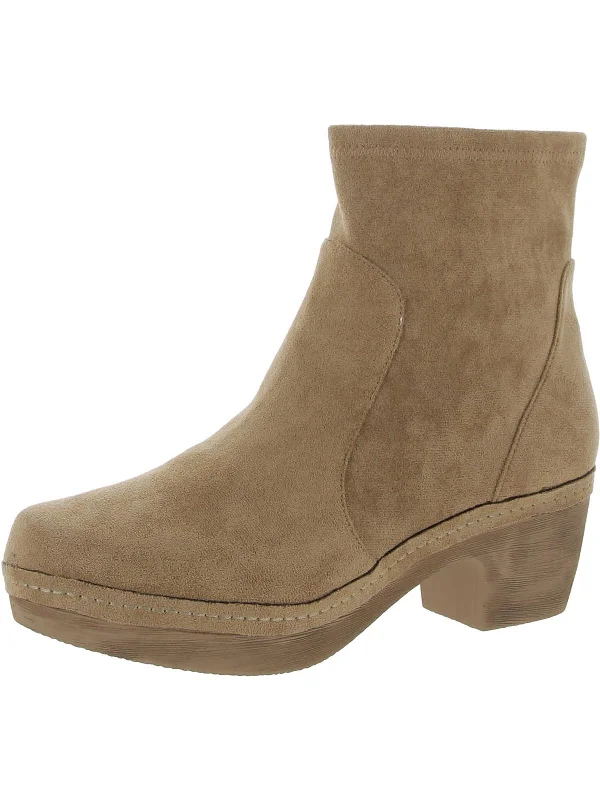 Minna Womens Suede Block Heel Booties