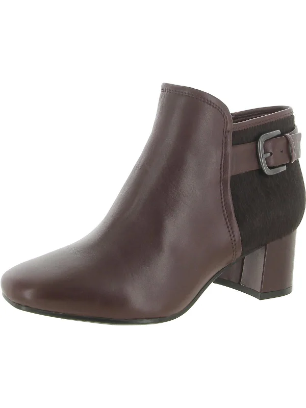 Nailah Womens Leather Almond Toe Booties