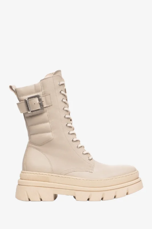 NERO GIARDINI 309101 CREAM LEATHER BIKER BOOT