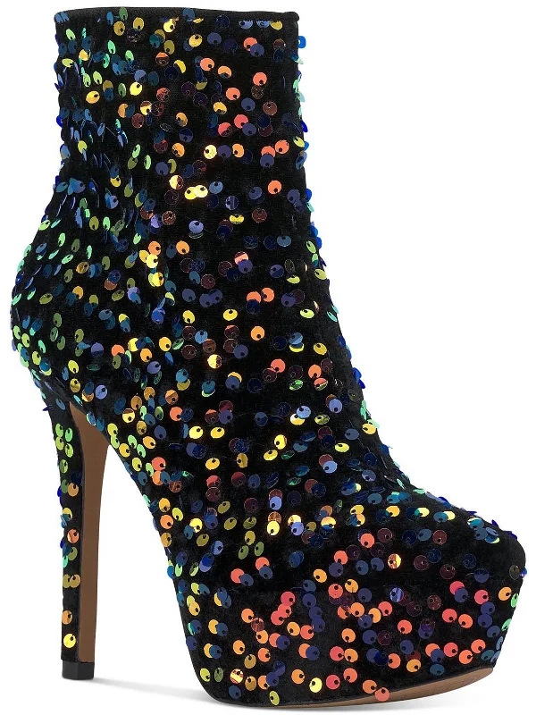 Odeda 3 Womens Sequin Platform Ankle Boots