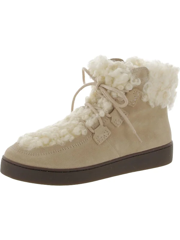 Splendid Oak Womens Suede Faux Fur Booties