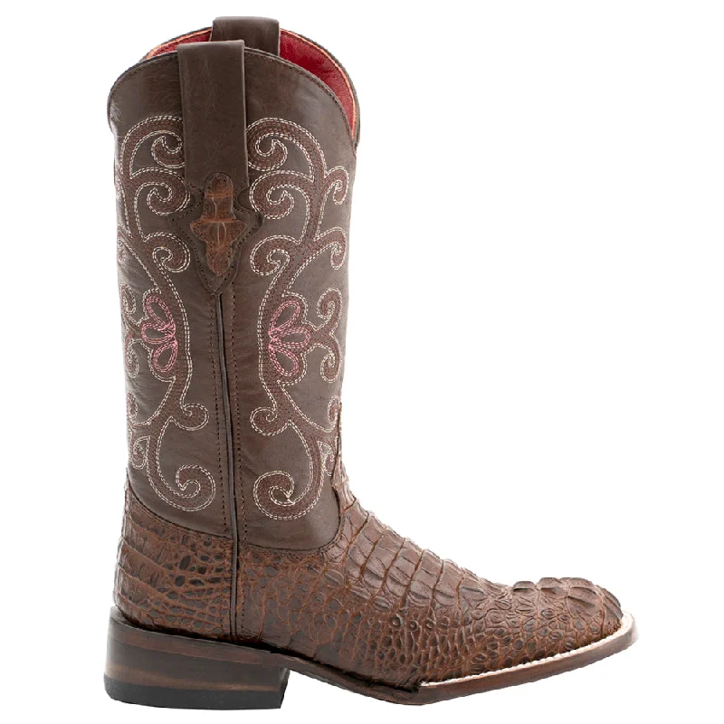 Stampede Embroidery Crocodile Square Toe Cowboy Boots