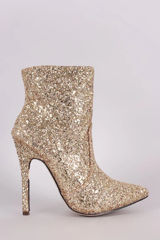 Glitter Pointy Toe Stiletto Booties