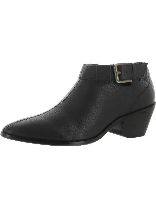 Wheeler Womens Leather Stacked Heel Ankle Boots