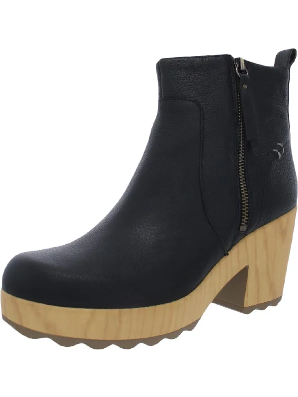 Win Over Womens Leather Platform Ankle Boots