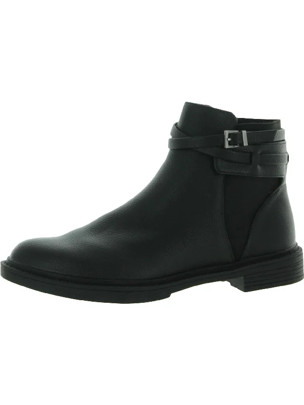 Wind Lug Buckle Womens Leather Booties Ankle Boots