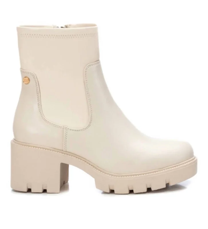 Women's Ankle Booties In Light Beige