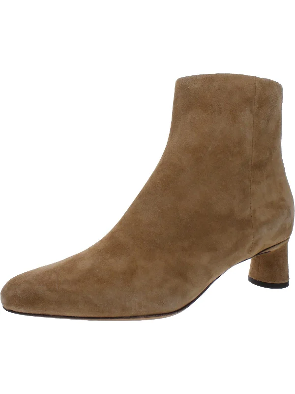 Womens Faux Suede Almond Toe Booties