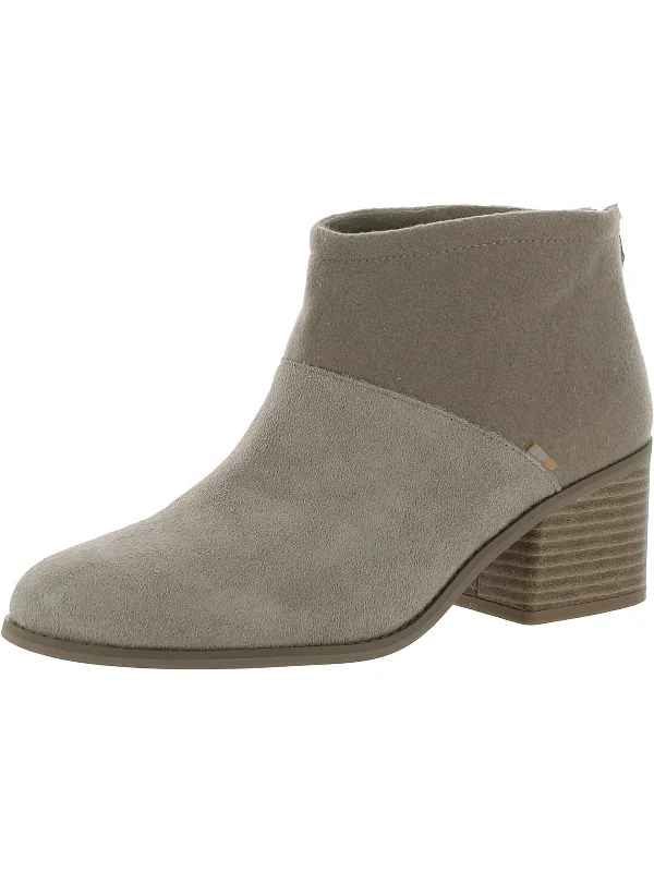 Womens Faux Suede Mixed Media Ankle Boots