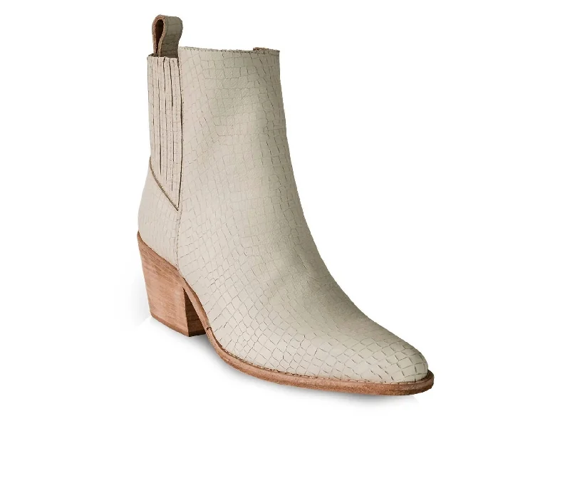 Women's Premium Embossed Leather Ankle Legacy Boots In Cream