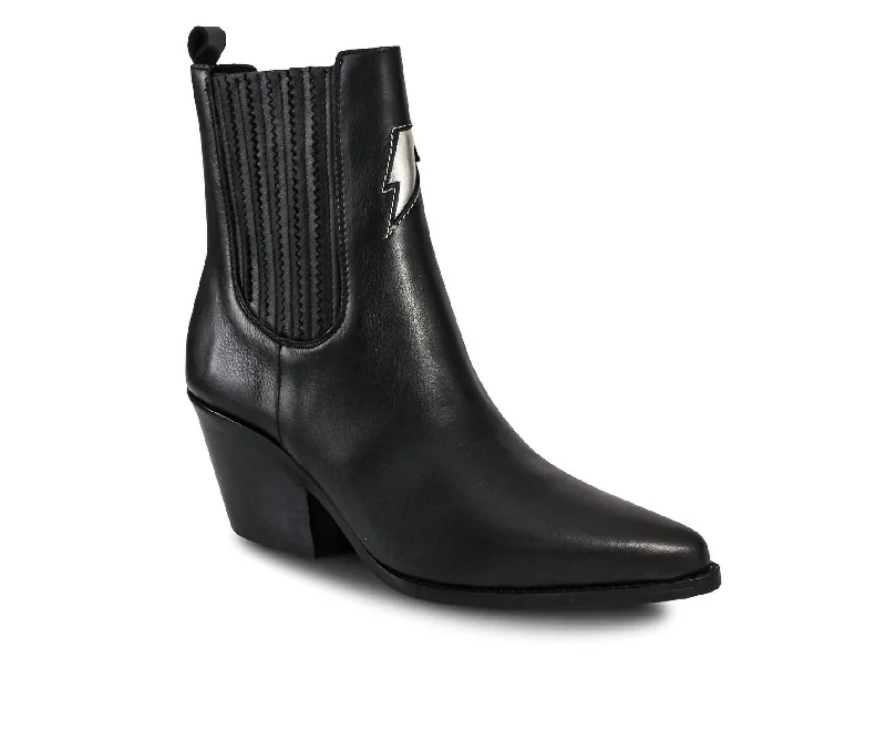 Women's Premium Leather Ankle Lyra Boots In Black