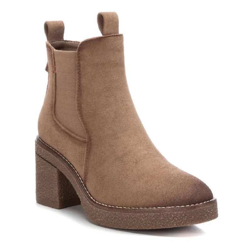 Women's Suede Ankle Booties In Taupe