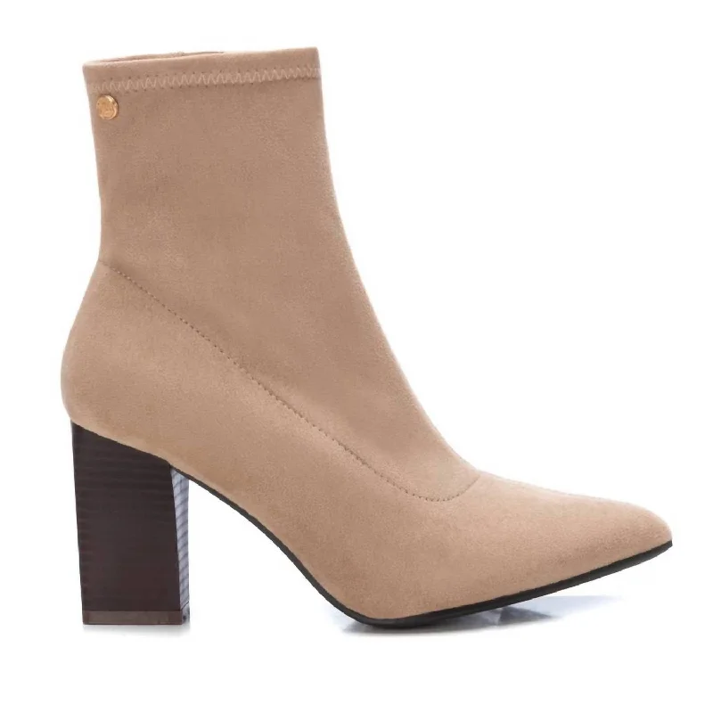 Women's Suede Dress Booties In Medium Beige