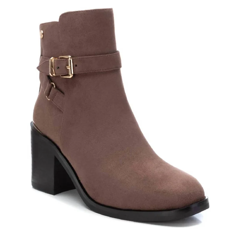 Women's Suede Dress Booties In Taupe