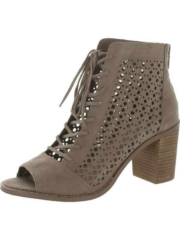 Womens Suede Lace-Up Booties