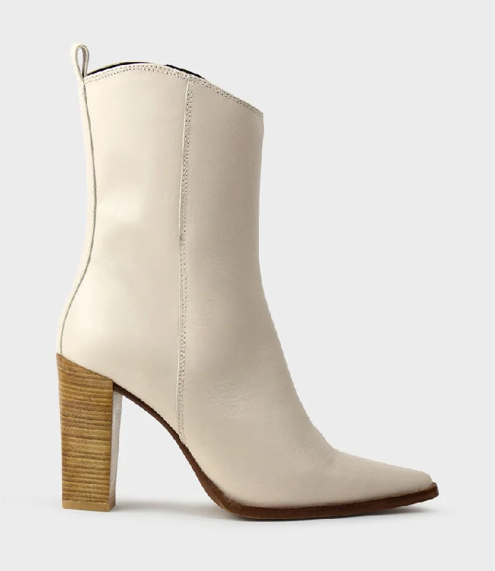 XENA Western Ankle Boot in Ivory